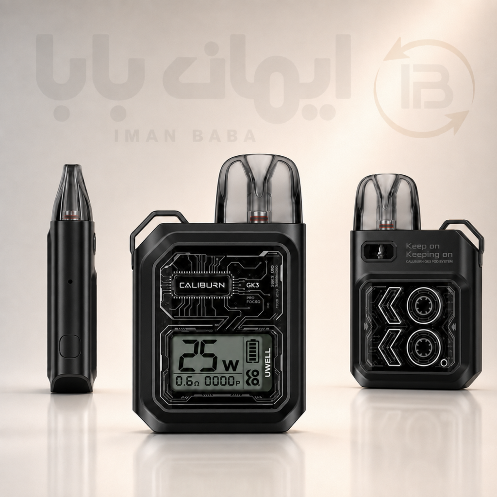 پاد سیستم یوول کالیبرن GK3 مشکی از نمای جلو، بغل و پشت